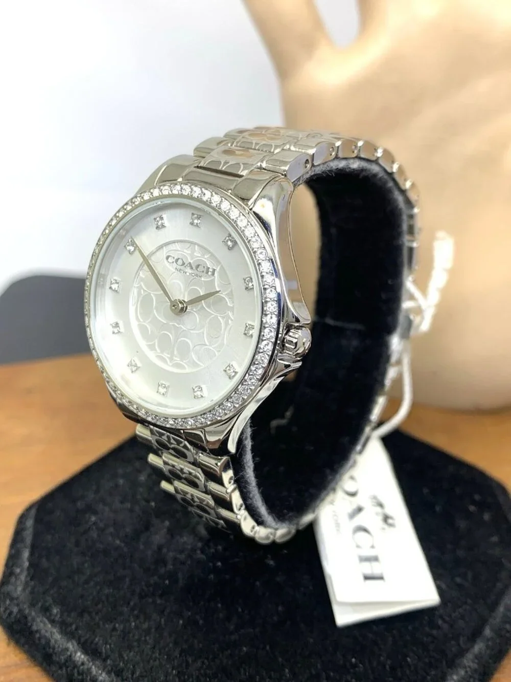 Coach Womens Watch 14503503 Astor Quartz Gemmed Silver Dial Stainless Steel 31mm